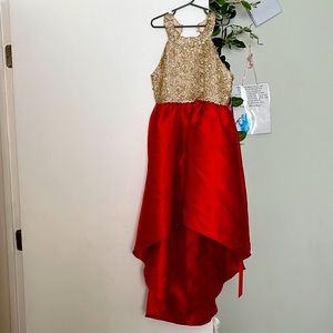 Children size 8 beautiful gold and red Dress